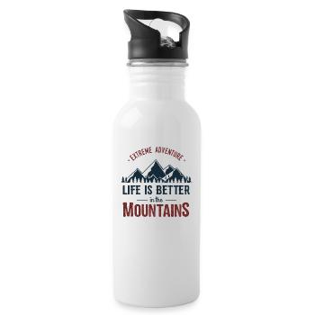 mountains - Water bottle with straw - white - Right