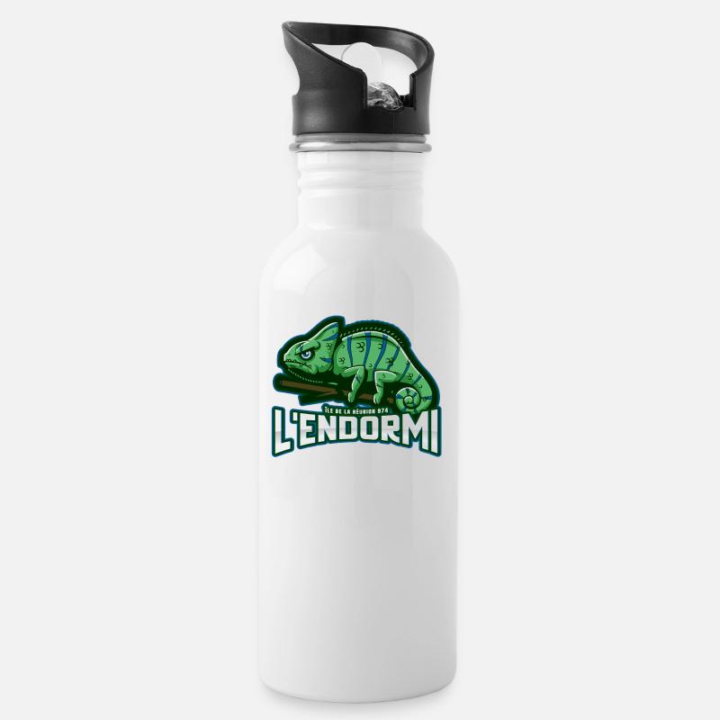 L'endormi caméléon de La Reunion 974 cadeau drôle - Gourde avec paille intégrée - blanc