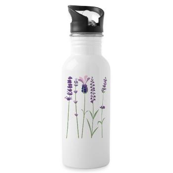 Lavendel Lila Violett Provence Lavender Botanic - Trinkflasche mit integriertem Trinkhalm - Weiß - Rechts