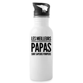 Les meilleurs papas sont sapeurs pompiers | humour - Gourde avec paille intégrée - blanc - Droite
