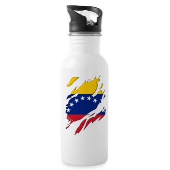 Venezuela flag torn motif - Water bottle with straw - white - Right