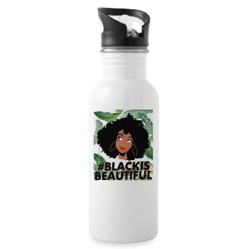 Black is beautiful - Trinkflasche mit integriertem Trinkhalm - Weiß - Rechts