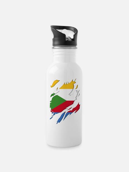 Motif déchiré du drapeau des Comores - Gourde avec paille intégrée - blanc