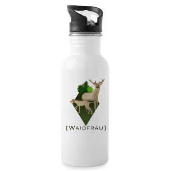 Waidfrau Jägerin - Trinkflasche mit integriertem Trinkhalm - Weiß - Rechts