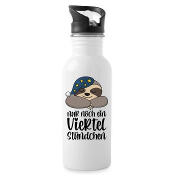 Faultier Nur Noch Ein Viertel Stündchen Geschenk - Trinkflasche mit integriertem Trinkhalm - Weiß - Rechts