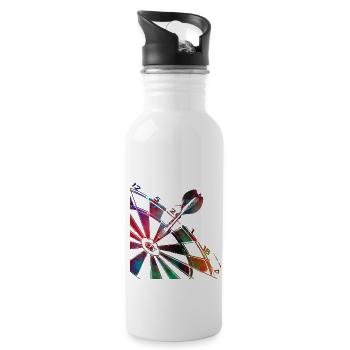 dart sport art - Water bottle with straw - white - Right