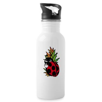 Marienkäfer - Trinkflasche mit integriertem Trinkhalm - Weiß - Rechts