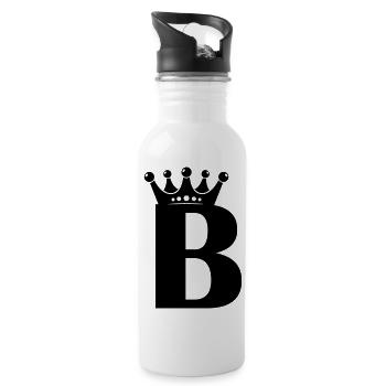 Buchstabe B Krone - Trinkflasche mit integriertem Trinkhalm - Weiß - Rechts