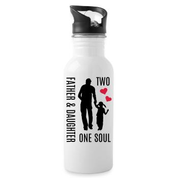Vater Tochter Hand in Hand Herz Seele Bester Papa - Trinkflasche mit integriertem Trinkhalm - Weiß - Rechts