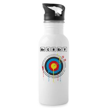 Bogenschütze Archery Vintage Periodensystem Pfeil - Trinkflasche mit integriertem Trinkhalm - Weiß - Rechts