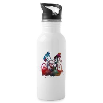 Cycling Bike sport art #cycling #sport - Water bottle with straw - white - Right