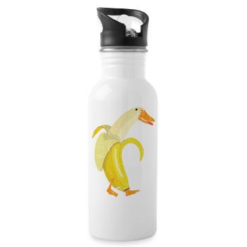 Funny Duck Banana Farm Animal Fruit Pun Design - Trinkflasche mit integriertem Trinkhalm - Weiß - Rechts