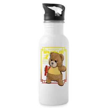Kongfu Bear - Bruce Lee - Trinkflasche mit integriertem Trinkhalm - Weiß - Rechts