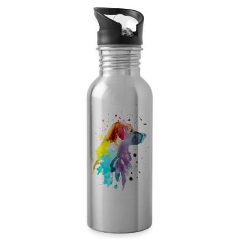 Australian Shepherd - Water bottle with straw - silver - Right