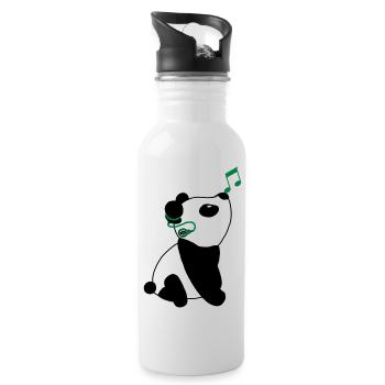 Panda with cochlear implant - Water bottle with straw - white - Right