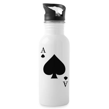 Ass Herz Pike Karte Kartenspiel Poker Geschenk - Trinkflasche mit integriertem Trinkhalm - Weiß - Rechts