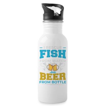 Fish + beer - Water bottle with straw - white - Right