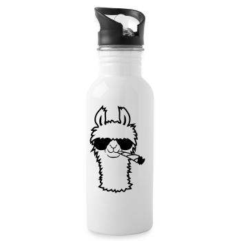 Lama With Joint - Water bottle with straw - white - Right