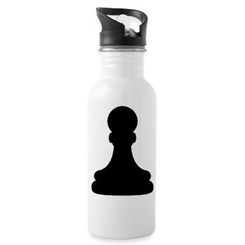 Bauer Figur Schach - Trinkflasche mit integriertem Trinkhalm - Weiß - Rechts