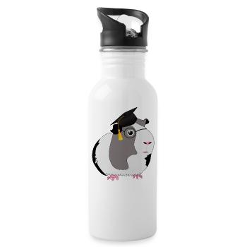 Professor Meerschweinchen - Trinkflasche mit integriertem Trinkhalm - Weiß - Rechts