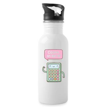 Süße Zählen auf mich Rechner Pun Doodle - Trinkflasche mit integriertem Trinkhalm - Weiß - Rechts