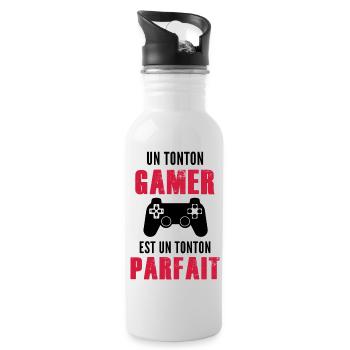 Un tonton gamer est un tonton parfait - Gourde avec paille intégrée - blanc - Droite