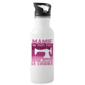 Si Mamie Ne Peut Pas Le Coudre Personne Ne Peut - Gourde avec paille intégrée - blanc - Droite