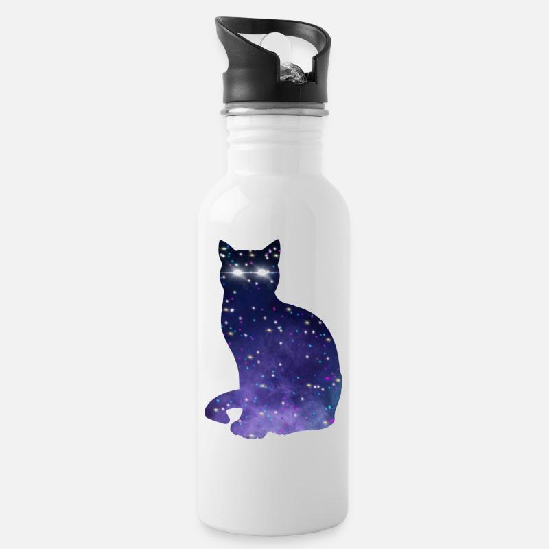 Chat cosmique - Gourde avec paille intégrée - blanc