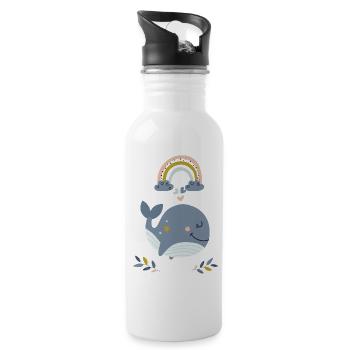 Baleine d’arc-en-ciel - Gourde avec paille intégrée - blanc - Droite