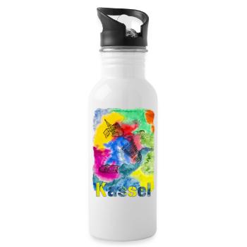 Kassel - ein Aquarell für eine wunderschöne Stadt - Trinkflasche mit integriertem Trinkhalm - Weiß - Rechts