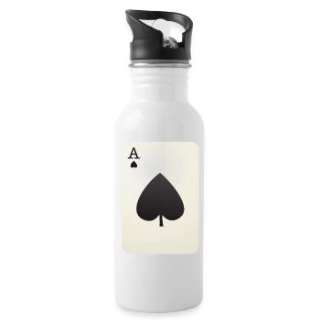 Pik Ass Karte Geschenkidee Poker - Trinkflasche mit integriertem Trinkhalm - Weiß - Rechts