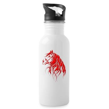 Horse - cheval - animal de course - Gourde avec paille intégrée - blanc - Droite
