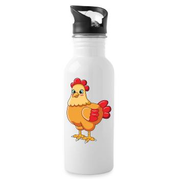 chicken - Water bottle with straw - white - Right