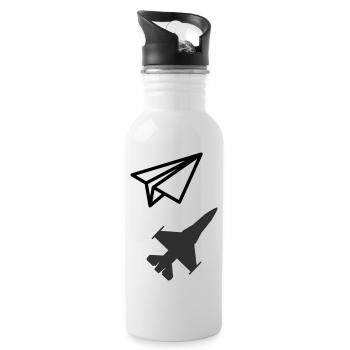 Avion en papier - Garder son âme d'enfant - Gourde avec paille intégrée - blanc - Droite