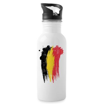 Vivid Dual-Brush Abstract Splash - Water bottle with straw - white - Right