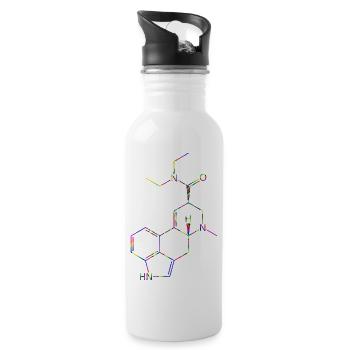 LSD Molecule Lysergic Acid Diethylamide Structural Formula - Water bottle with straw - white - Right