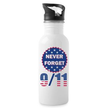 9/11 Never Forget 2001 - Water bottle with straw - white - Right