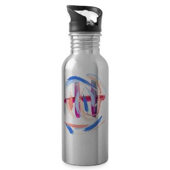Buchstabe "H" - Trinkflasche mit integriertem Trinkhalm - Lightsilver - Rechts