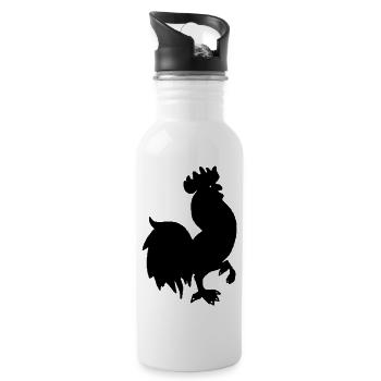 Hahnlogo - Trinkflasche mit integriertem Trinkhalm - Weiß - Rechts