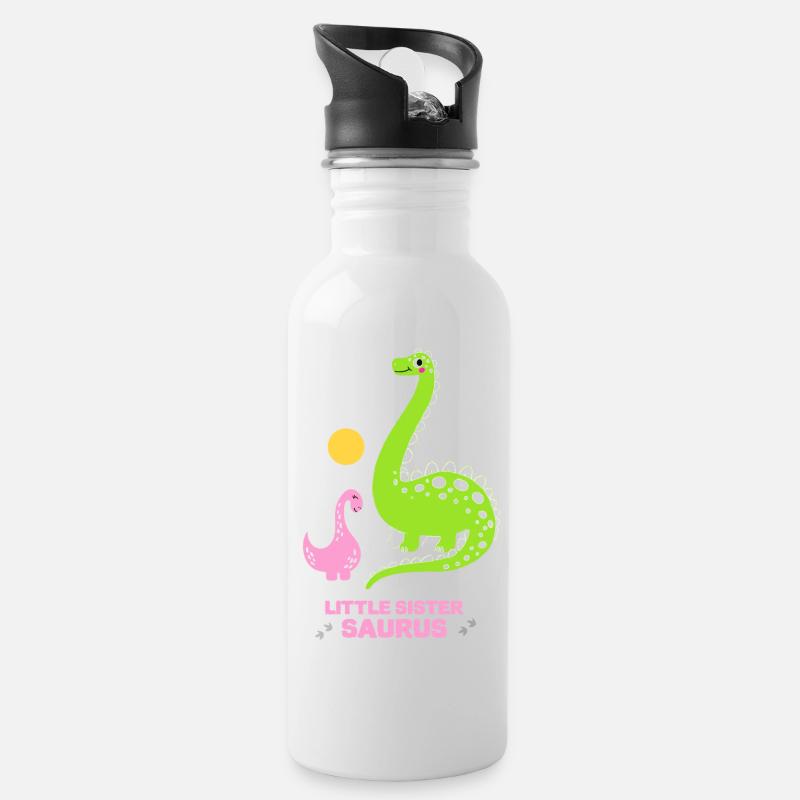 Little Sister Saurus - Trinkflasche mit integriertem Trinkhalm - Weiß