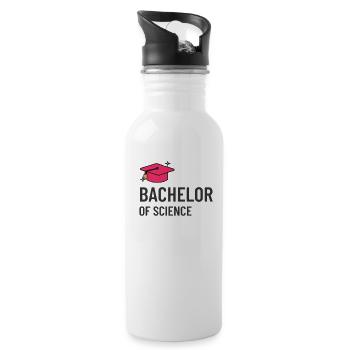 Bachelor of Science hochschule student uni master - Water bottle with straw - white - Right