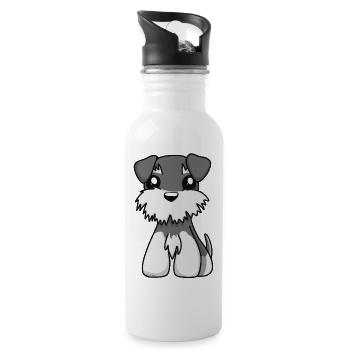 Schnauzer 1 - Trinkflasche mit integriertem Trinkhalm - Weiß - Rechts