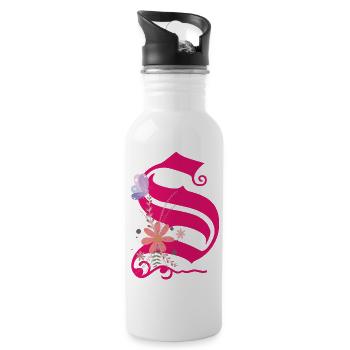 Letter S - Water bottle with straw - white - Right