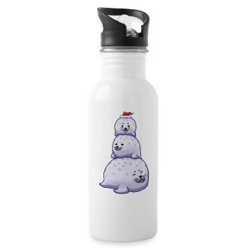 Chonky Seal Schneemann Weihnachten - Trinkflasche mit integriertem Trinkhalm - Weiß - Rechts
