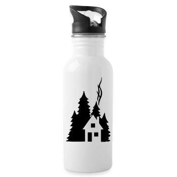 Silhouette Waldhaus Tannen - Design naturel chaleureux - Gourde avec paille intégrée - blanc - Droite