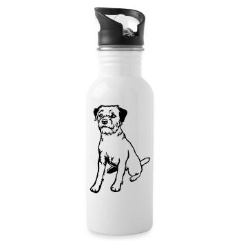 Border Terrier - Water bottle with straw - white - Right