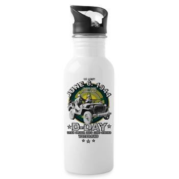 D-DAY Veteranen Legendäre Willys US ARMY - Trinkflasche mit integriertem Trinkhalm - Weiß - Rechts