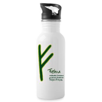 fehu - Trinkflasche mit integriertem Trinkhalm - Weiß - Rechts