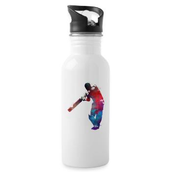 Cricket Sport Kunst #cricket - Trinkflasche mit integriertem Trinkhalm - Weiß - Rechts