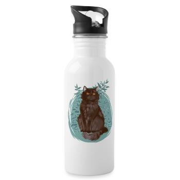 Black Grey Cat Plants Yellowfang Yellowtooth - Water bottle with straw - white - Right